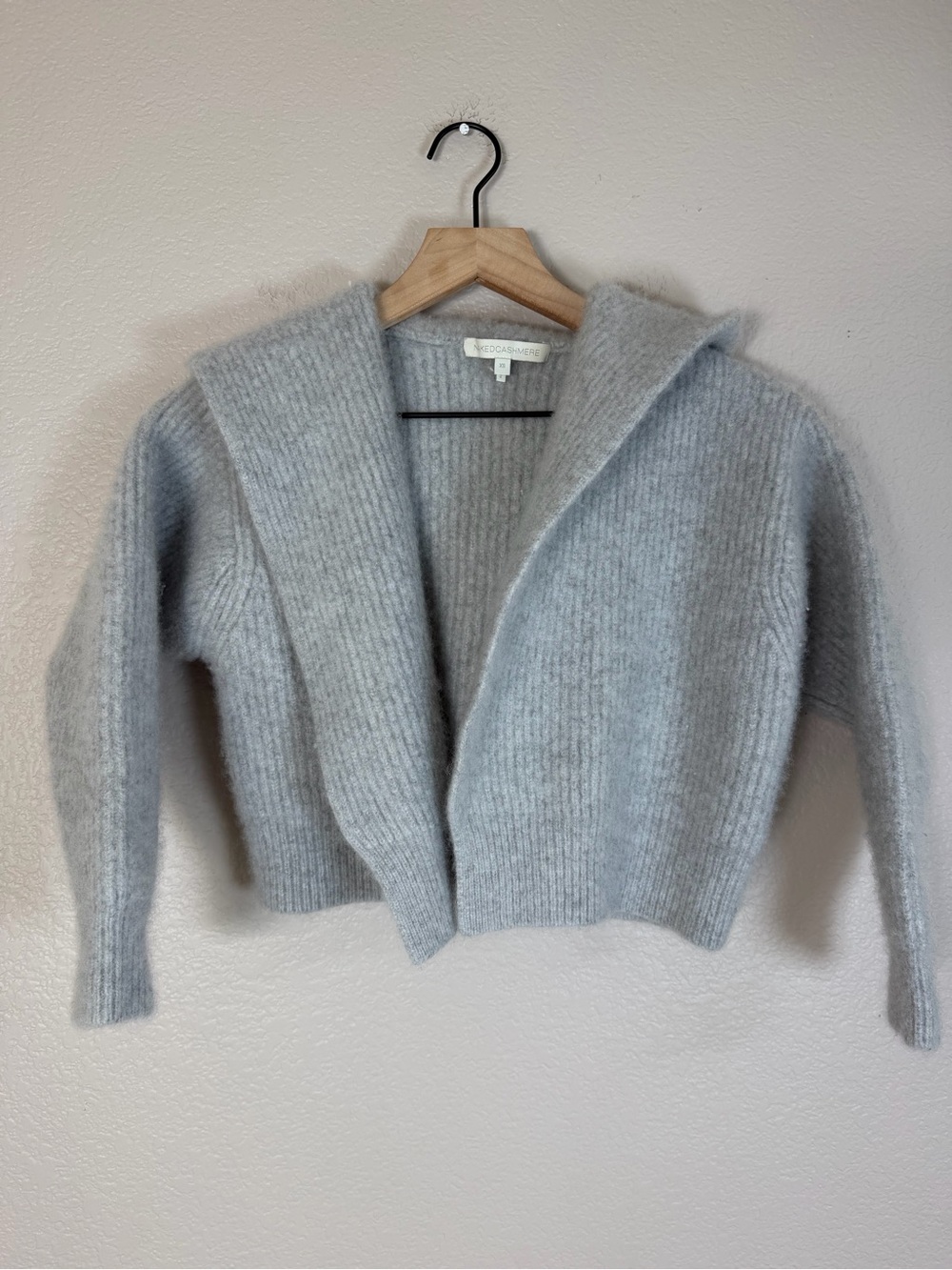 NakedCashmere 100% Cashmere Montauk Fisherman Hooded Cardigan Gray XS $475